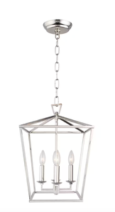 lot 333 image: 4-Light Polished Nickel Lantern Chandelier (OPEN BOX)