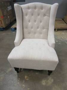 lot 253 image: Beige Accent Chair with Black Legs