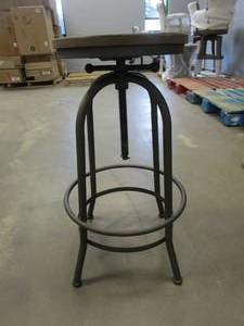 lot 254 image: Aline Vintage Rustic Industrial Style Wood And Rust-Finished Steel Adjustable Swivel Bar Stool
