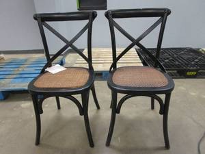 lot 318 image: Set of 2 - Home Cross Back Black Dining Chair - Slight rubbing wear (See Photos)