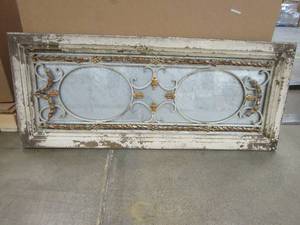 lot 327 image: Creative Co-Op Rectangle Pine Wood Framed Antiqued Mirror, Grey