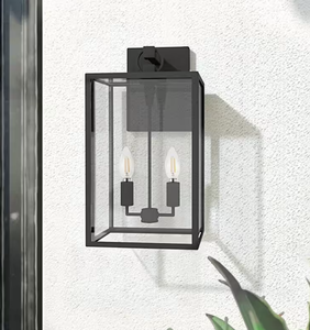 lot 320 image: Cedar Hill 14 in. Black Metal Outdoor Wall Lantern Sconce Light (OPEN BOX)