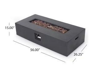 lot 348 image: Aidan 56 in. x 26.25 in. x 15 in. Rectangular Outdoor Gas Fire Pit Table in Dark Gray (MISSING PROPANE TANK COVER)