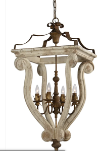 lot 358 image: Forty West Designs 70735 Abbey 4 Light Distressed Wood Chandelier (OPEN BOX)