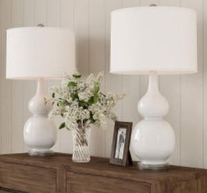 lot 366 image: Trademark 72-LMPST2-16 Ceramic Double Gourd Vintage Style Table Lamps - Set of 2 (OPEN BOX)