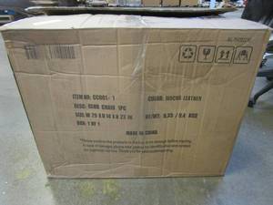 lot 395 image: Arthur Brown Faux Leather Mid-Century Modern Swivel Office Accent Arm Chair with Wood Legs (OPEN BOX)