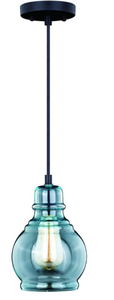 lot 381 image: Millie Mini Pendant, 1-Light, Oil Rubbed Bronze, Smoke Blue Glass Shade, 6.25W (P0246 FAXM) (OPEN BOX)