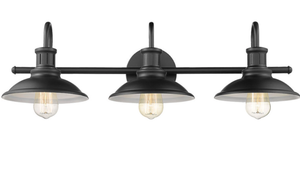lot 385 image: Favorites 3 Light Retro Bath Vanity Bar In Matte Black (OPEN BOX)