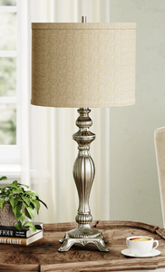 lot 386 image: 30.75 Linen Lampshade Table Lamp (OPEN BOX)