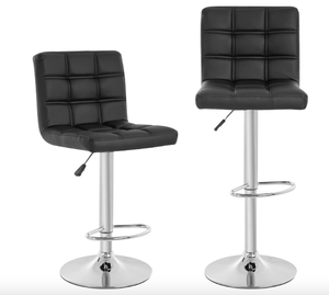 lot 405 image: BestOffice Modern Bar Stool Set of 2 Barstools Height Adjustable Counter Height Swivel Bar Stool PU Leather Bar Chairs Hydraulic Dining Room Chairs Home Kitchen Stools (OPEN BOX)
