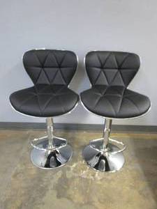 lot 407 image: 2 Pack - Black Leather Bar Stools with Chrome Frame (OUT OF BOX)