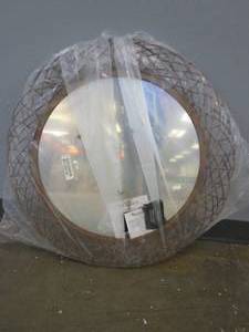 lot 413 image: 29 in Circular Decorative Mirror with Metal Frame