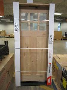 lot 457 image: Krosswood Doors 36 in. x 80 in. Krosswood Craftsman Unfinished Rustic knotty alder Solid Wood Single Prehung Front Door - Right Hand Inswing