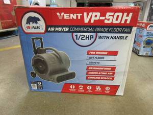 lot 472 image: B-Air 12 HP Air Mover for Janitorial Water Damage Restoration Stackable Carpet Dryer Floor Blower Fan with Handle Grey (OPEN BOX)