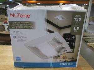 lot 484 image: Broan-NuTone QT Series 130 CFM Ceiling Bathroom Exhaust Fan with LED Light and Night Light (OPEN BOX)