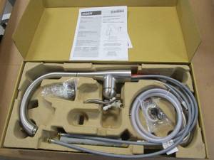 lot 507 image: MOEN Arbor High-Arc Single-Handle Standard Kitchen Faucet with Side Sprayer in Spot Resist Stainless (MISSING WEIGHT)