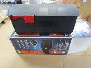 lot 522 image: Architectural Mailboxes Patriot Black Large Plastic Post Mount Mailbox (OPEN BOX)