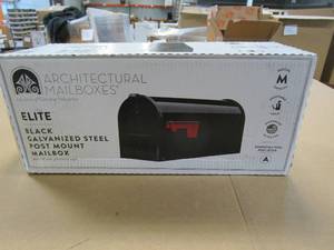 lot 523 image: Gibraltar Mailboxes Elite Classic Galvanized Steel Post Mount Black Mailbox (OPEN BOX)