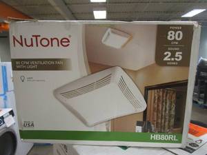 lot 487 image: Broan-NuTone 80 CFM Ceiling Bathroom Exhaust Fan with Light (OPEN BOX)