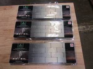 lot 490 image: LOT OF 3 - Aspect Subway Matted 12 in. x 4 in. Brushed Stainless Metal Decorative Tile Backsplash (1 sq. ft.)