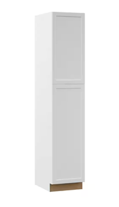 lot 579 image: Hampton Bay Designer Series Melvern Assembled 18x90x23.75 in. Pantry Kitchen Cabinet in White (SLIGHT SCRATCH & DENT)