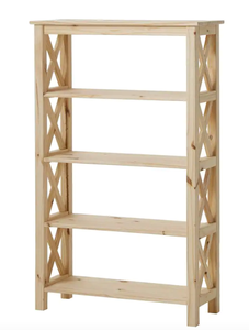 lot 541 image: StyleWell 4-Shelf Unfinished Natural Pine Wood X-Cross Standard Bookcase (48 in. H) (OPEN BOX)
