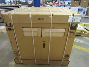 lot 583 image: Hampton Bay Hampton 36 in. W x 24 in. D x 34.5 in. H Assembled Sink Base Kitchen Cabinet in Unfinished