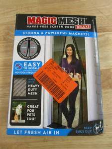 lot 608 image: Magic Mesh 39 in. x 83 in. Hands Free Black Plastic Mesh Magnetic Screen Door