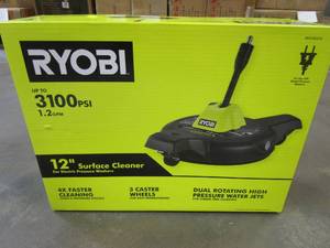 lot 625 image: RYOBI 12 in. 3100 PSI Electric Pressure Washer Surface Cleaner with Caster Wheels
