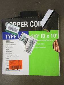 lot 639 image: Everbilt 38 in. x 10 ft. Copper Type L Soft Coil (12 in O.D.)