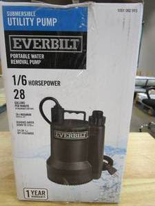 lot 630 image: Everbilt 16 HP Plastic Submersible Utility Pump (OPEN BOX)