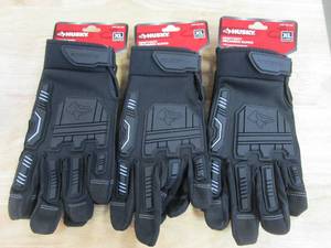 lot 669 image: SET OF 3 - Husky X-Large Synthetic Leather Performance Impact Work Glove with Touchscreen Capability