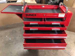 lot 4 image: 20 in. 5-Drawer Heavy-Duty Utility Cart in Red by SUNEX TOOLS   Customer Returns See Pictures