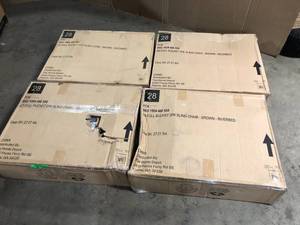 lot 37 image: 4 Lots of StyleWell Mix and Match Dark Taupe Steel Sling Outdoor Patio Dining Chair in Riverbed Taupe Tan (2-Pack) ( 8 chair Total) Customer Returns See Pictures