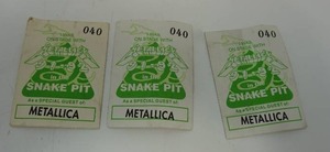 lot 3 image: (3) METALLICA Tour Issued Backstage Pass OTTO Snake Pit 19911992 Metallica Black Album Tour