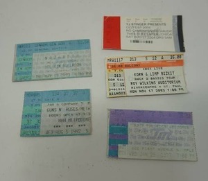 lot 52 image: Vintage Heavy Metal Ephemera...Concert Tickets, Lot of Five