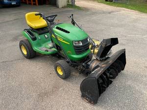 lot 1 image: 2004 John Deere L110 Tractor with Snow Blower and Mowing Deck