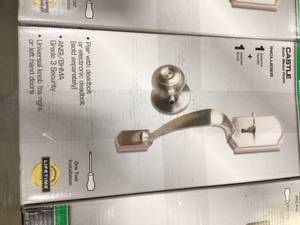 Lot of Defiant Castle Satin Nickel Entrance Door Handleset with Hartford Interior Knob   Customer Returns See Pictures