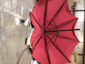 12 ft. Brown Pole Market Pulley and Pin lift Outdoor Patio Umbrella in Red by Kadehome  Customer Returns See Pictures