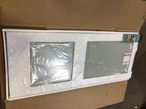 eightdoors 32 in. x 80 in. x 1-38 in. 2-Lite Solid Core Frosted Glass Shaker White Primed Wood Interior Door Slab Customer Returns See Pictures