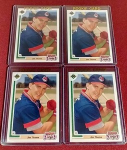 lot 8 image: (4) 1991 Upper Deck Jim Thome Rookie Cards