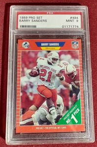 lot 23 image: 1989 Pro Set Barry Sanders Rookie Card - PSA 9