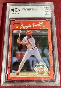 lot 37 image: 1990 Donruss Ozzie Smith Card - BCCG 10