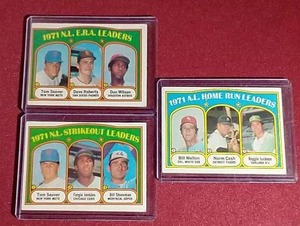 lot 38 image: (3) 1972 Topps Baseball Leaders Cards