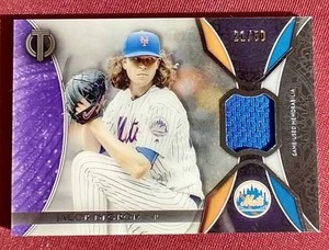 lot 55 image: 2017 Topps Tribute Jacob DeGrom Game-Used Jersey Card - #d50
