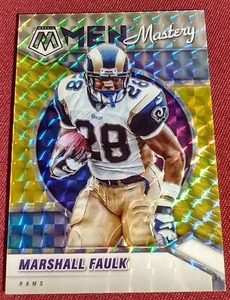 lot 71 image: 2021 Mosaic Marshall Faulk Prizm Card - #d10