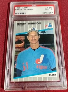 lot 102 image: 1989 Fleer Randy Johnson Rookie Card - PSA 9