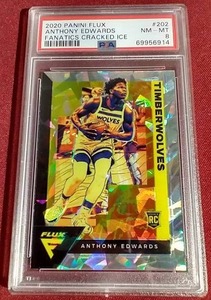 lot 106 image: 2020 Panini Flux Cracked Ice Anthony Edwards Rookie Card - PSA 8