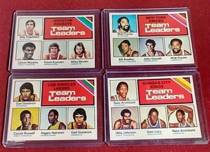 lot 115 image: (4) 1975-76 NBA Leaders Cards - Several HOFers