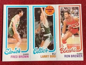 lot 120 image: 1980 Topps Rebounding Leader Larry Bird (Rookie) Card